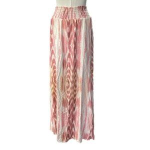 NWT Womens Size Large Peyton Jensen Cali Maxi Skirt in Coral Ikat Print